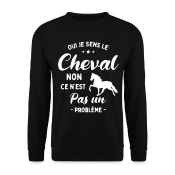 Oui Je Sens Le Cheval non ce n est pas un problème - Sweat-shirt Unisexe - noir - Devant - Alina (178cm) & Michal (187cm)