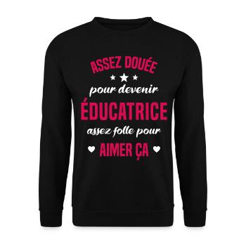 Assez douée pour devenir éducatrice assez folle - Sweat-shirt Unisexe - noir - Devant - Alina (178cm) & Michal (187cm)