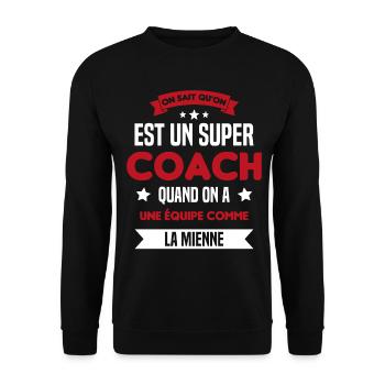 On Sait Qu'on Est Un Super Coach - Sweat-shirt Unisexe - noir - Devant - Alina (178cm) & Michal (187cm)