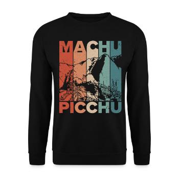 Machu Picchu Pérou Inca Rétro Vintage Cadeau - Sweat-shirt Unisexe - noir - Devant - Alina (178cm) & Michal (187cm)