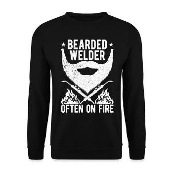 Lustiger Schweißer Schweißer Geschenk - Unisex Pullover - Schwarz - Vorne - Alina (178cm) & Michal (187cm)