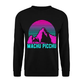 Machu Picchu Pérou Inca Rétro Vintage Cadeau - Sweat-shirt Unisexe - noir - Devant - Alina (178cm) & Michal (187cm)