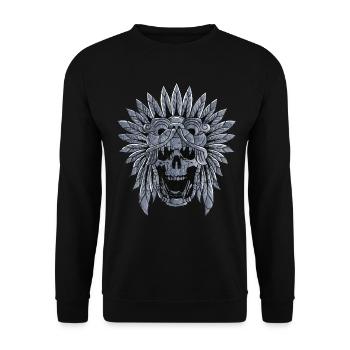 Quetzalcoatl Schädel Goth Aztec Gefiederte Schlang - Unisex Pullover - Schwarz - Vorne - Alina (178cm) & Michal (187cm)