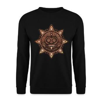 Pierre de soleil aztèque Symbole du soleil aztèque M - Sweat-shirt Unisexe - noir - Devant - Alina (178cm) & Michal (187cm)