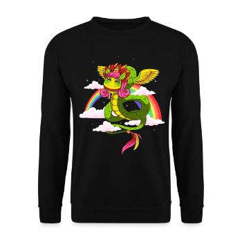 Quetzalcoatl Unicorn Aztec Snake Maya Inca - Unisex Sweatshirt - black - Front - Alina (178cm) & Michal (187cm)