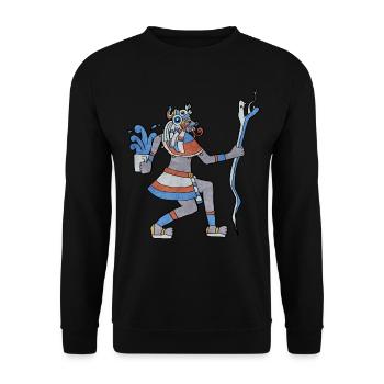 Tlaloc Aztec Rain God Aztec God Nahu - Unisex Sweatshirt - black - Front - Alina (178cm) & Michal (187cm)