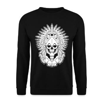 Aztèque Eagle Warrior Mayan Skull Inca - Sweat-shirt Unisexe - noir - Devant - Alina (178cm) & Michal (187cm)