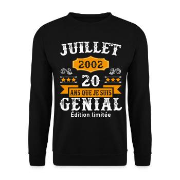 20 Ans Anniversaire Vintage Né(e) en Juillet 2002 - Sweat-shirt Unisexe - noir - Devant - Alina (178cm) & Michal (187cm)