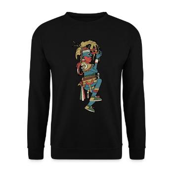 Huehueteotl Aztec God Xiuhtecuhtli Aztec - Unisex Sweatshirt - black - Front - Alina (178cm) & Michal (187cm)