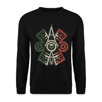 Ollin Xolotl Aztekisches Symbol Maya Inka Tolteken - Unisex Pullover - Schwarz - Vorne - Alina (178cm) & Michal (187cm)