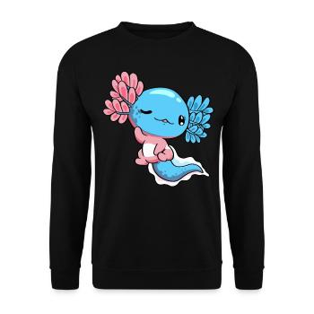 Transgender Pride Transgender Flag Kawaii Axolot - Unisex Sweatshirt - black - Front - Alina (178cm) & Michal (187cm)