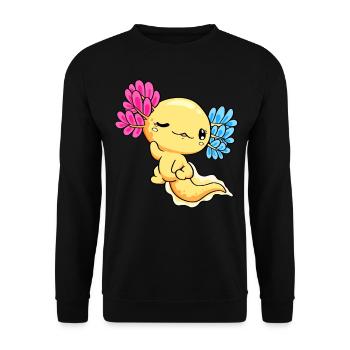 Pansexueller Stolz Pansexuelle Flagge Kawaii Axolo - Unisex Pullover - Schwarz - Vorne - Alina (178cm) & Michal (187cm)