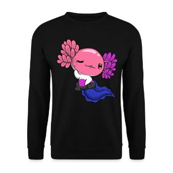 Genderfluid Pride Genderfluid Flag Kawaii Axolot - Unisex Sweatshirt - black - Front - Alina (178cm) & Michal (187cm)