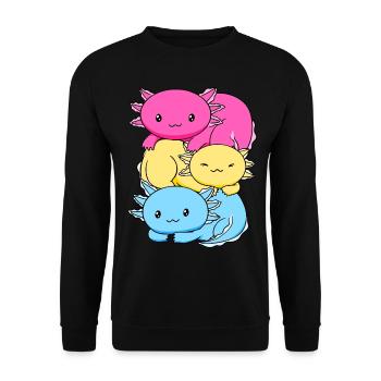 Pansexual Pride Pansexual Flag Kawaii Axolo - Unisex Sweatshirt - black - Front - Alina (178cm) & Michal (187cm)
