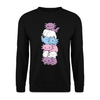 Intersexuelle Flagge Axolotl Haufen Kawaii - Unisex Pullover - Schwarz - Vorne - Alina (178cm) & Michal (187cm)