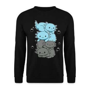 Autossexual Flag Axolotl Heap Kawaii - Unisex Sweatshirt - black - Front - Alina (178cm) & Michal (187cm)