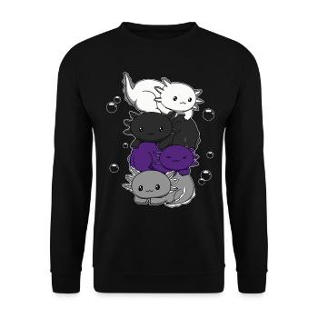 Zweigeschlechtliche Flagge Axolotl Haufen Kawaii - Unisex Pullover - Schwarz - Vorne - Alina (178cm) & Michal (187cm)