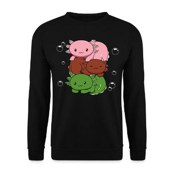 Gynesexual Flag Axolotl Bunch Kawaii - Sweat-shirt Unisexe - noir - Devant - Alina (178cm) & Michal (187cm)