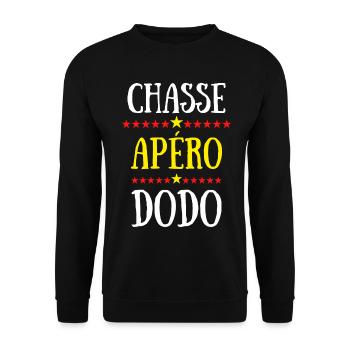 chasse apéro dodo - Sweat-shirt Unisexe - noir - Devant - Alina (178cm) & Michal (187cm)