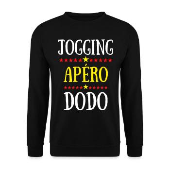jogging apéro dodo - Sweat-shirt Unisexe - noir - Devant - Alina (178cm) & Michal (187cm)
