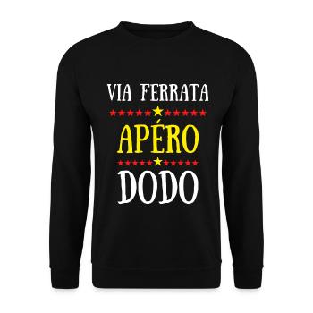 via ferrata apéro dodo - Sweat-shirt Unisexe - noir - Devant - Alina (178cm) & Michal (187cm)