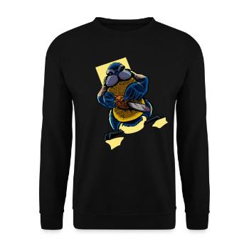 Monster Tiere - Kettensäge Blaumeise - Unisex Pullover - Schwarz - Vorne - Alina (178cm) & Michal (187cm)