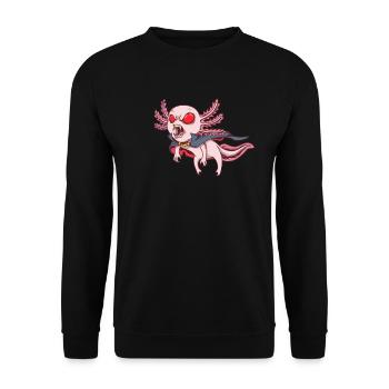 Monster Tiere - Vampir Axolotl - Unisex Pullover - Schwarz - Vorne - Alina (178cm) & Michal (187cm)