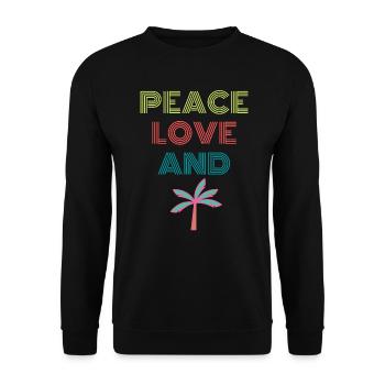 PEACE LOVE AND PALMIERS - Sweat-shirt Unisexe - noir - Devant - Alina (178cm) & Michal (187cm)