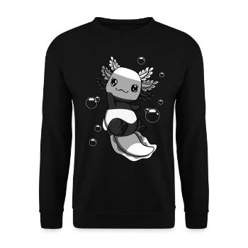 Allosexuelle Flagge Axolotl Haufen Kawaii - Unisex Pullover - Schwarz - Vorne - Alina (178cm) & Michal (187cm)