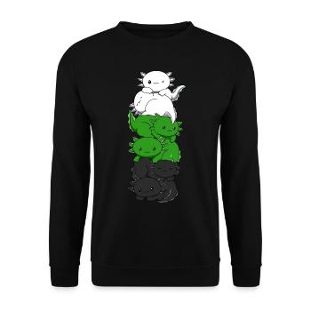 Neutrois Flagge Axolotl Haufen Kawaii Neutrois Sto - Unisex Pullover - Schwarz - Vorne - Alina (178cm) & Michal (187cm)