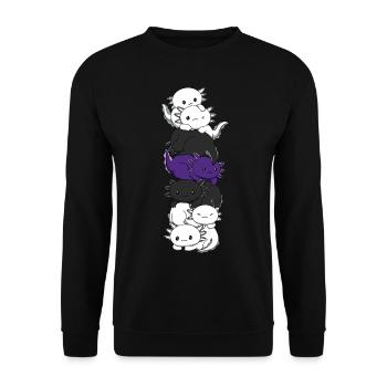Zweigeschlechtliche Flagge Axolotl Haufen Kawaii - Unisex Pullover - Schwarz - Vorne - Alina (178cm) & Michal (187cm)