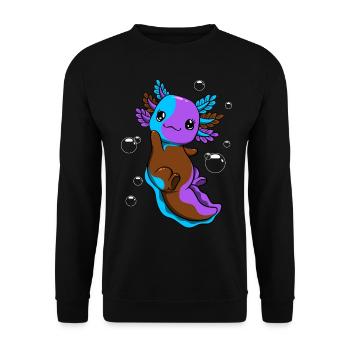 Androsexuelle Flag Axolotl Heap Kawaii - Unisex Sweatshirt - black - Front - Alina (178cm) & Michal (187cm)