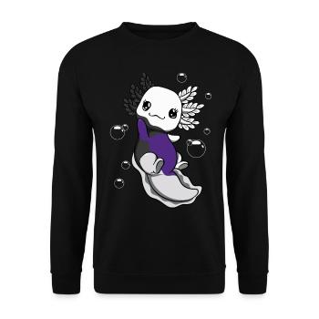 Zweigeschlechtliche Flagge Axolotl Haufen Kawaii - Unisex Pullover - Schwarz - Vorne - Alina (178cm) & Michal (187cm)