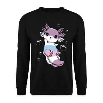 Intersexuelle Flagge Axolotl Haufen Kawaii - Unisex Pullover - Schwarz - Vorne - Alina (178cm) & Michal (187cm)