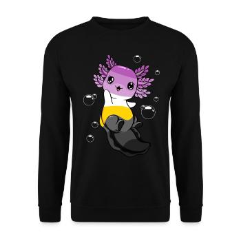 Monosexuelle Flagge Axolotl Haufen Kawaii - Unisex Pullover - Schwarz - Vorne - Alina (178cm) & Michal (187cm)