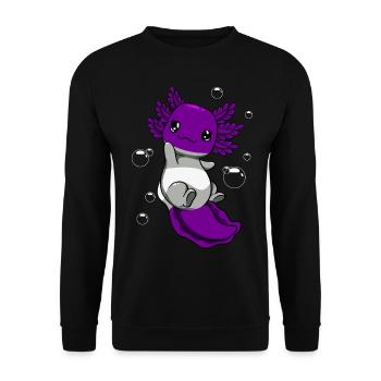 Graugeschlechtliche Flagge Axolotl Haufen Kawaii - Unisex Pullover - Schwarz - Vorne - Alina (178cm) & Michal (187cm)
