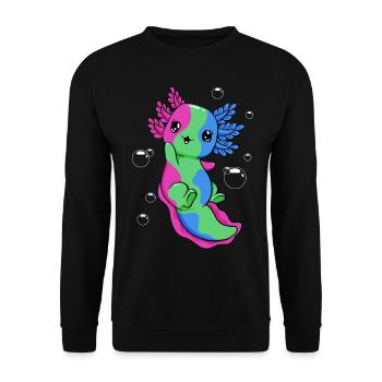 Polysexuelle Flagge Axolotl Haufen Kawaii - Unisex Pullover - Schwarz - Vorne - Alina (178cm) & Michal (187cm)