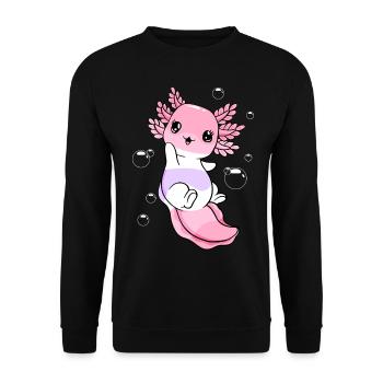 Pomossexual Flag Axolotl Pile Kawaii - Sweat-shirt Unisexe - noir - Devant - Alina (178cm) & Michal (187cm)