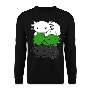 Neutrois Flagge Axolotl Haufen Kawaii Neutrois Sto - Unisex Pullover - Schwarz - Vorne - Alina (178cm) & Michal (187cm)