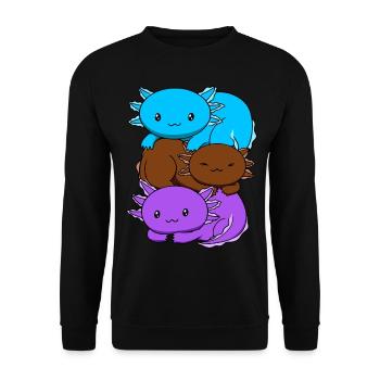 Androsexuelle Flag Axolotl Heap Kawaii - Unisex Sweatshirt - black - Front - Alina (178cm) & Michal (187cm)