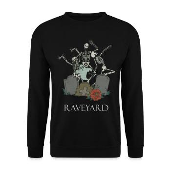 Lustiges Skelett Raving Rave Heavy Metal Goth - Unisex Pullover - Schwarz - Vorne - Alina (178cm) & Michal (187cm)