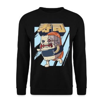 Cyborg Japanese Sushi Monster Cyber Punk Cyber - Unisex Pullover - Schwarz - Vorne - Alina (178cm) & Michal (187cm)