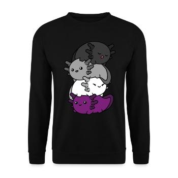 Kawaii Axolotl Haufen Asexuelle Stolz Asexuelle Fl - Unisex Pullover - Schwarz - Vorne - Alina (178cm) & Michal (187cm)