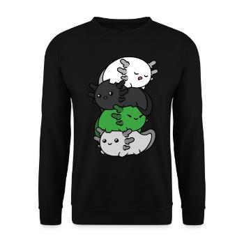 Kawaii Axolotl Heap Demiromantic Pride Flagg - Sweat-shirt Unisexe - noir - Devant - Alina (178cm) & Michal (187cm)