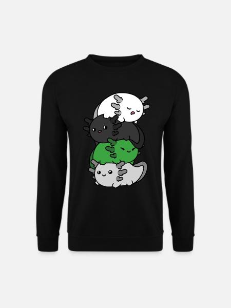 Kawaii Axolotl Heap Demiromantic Pride Flagg - Sweat-shirt Unisexe - noir