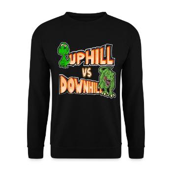 Dino weint beim Uphill und wird beim Downhill zum - Unisex Pullover - Schwarz - Vorne - Alina (178cm) & Michal (187cm)