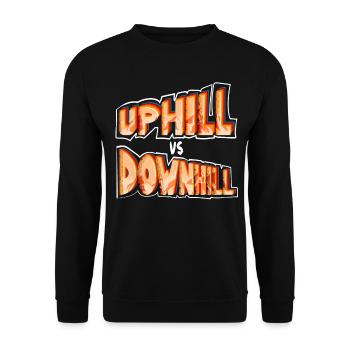 Uphill vs Downhill - was magst die lieber ? - Unisex Pullover - Schwarz - Vorne - Alina (178cm) & Michal (187cm)