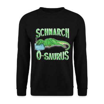 Schnarch O Saurus der schnarchende T-Rex - Unisex Pullover - Schwarz - Vorne - Alina (178cm) & Michal (187cm)