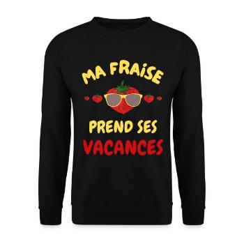ma fraise prend ses vacances - Sweat-shirt Unisexe - noir - Devant - Alina (178cm) & Michal (187cm)