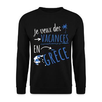 je veux des vacances en Grèce - Sweat-shirt Unisexe - noir - Devant - Alina (178cm) & Michal (187cm)